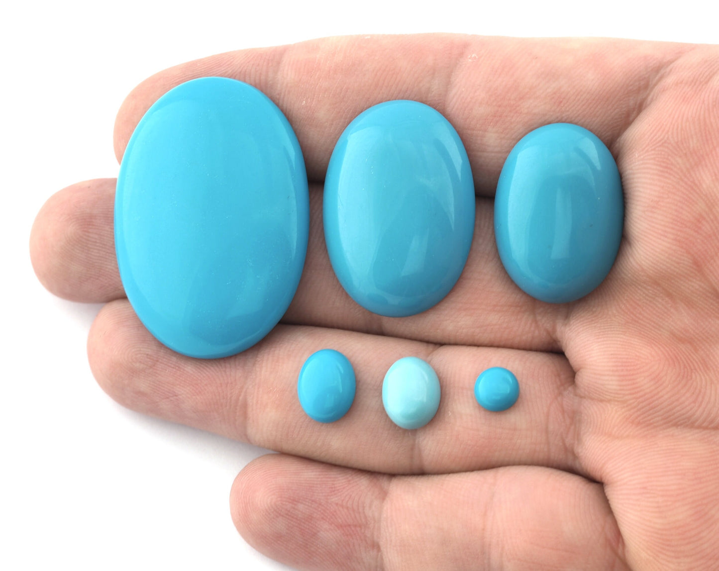 Synthetic Turquoise Round - Oval Gemstone Flat Back Cabochons 2 3 4 5 6 8 10 12 14 16 18 20 25 - and oval sizes no hole 5111