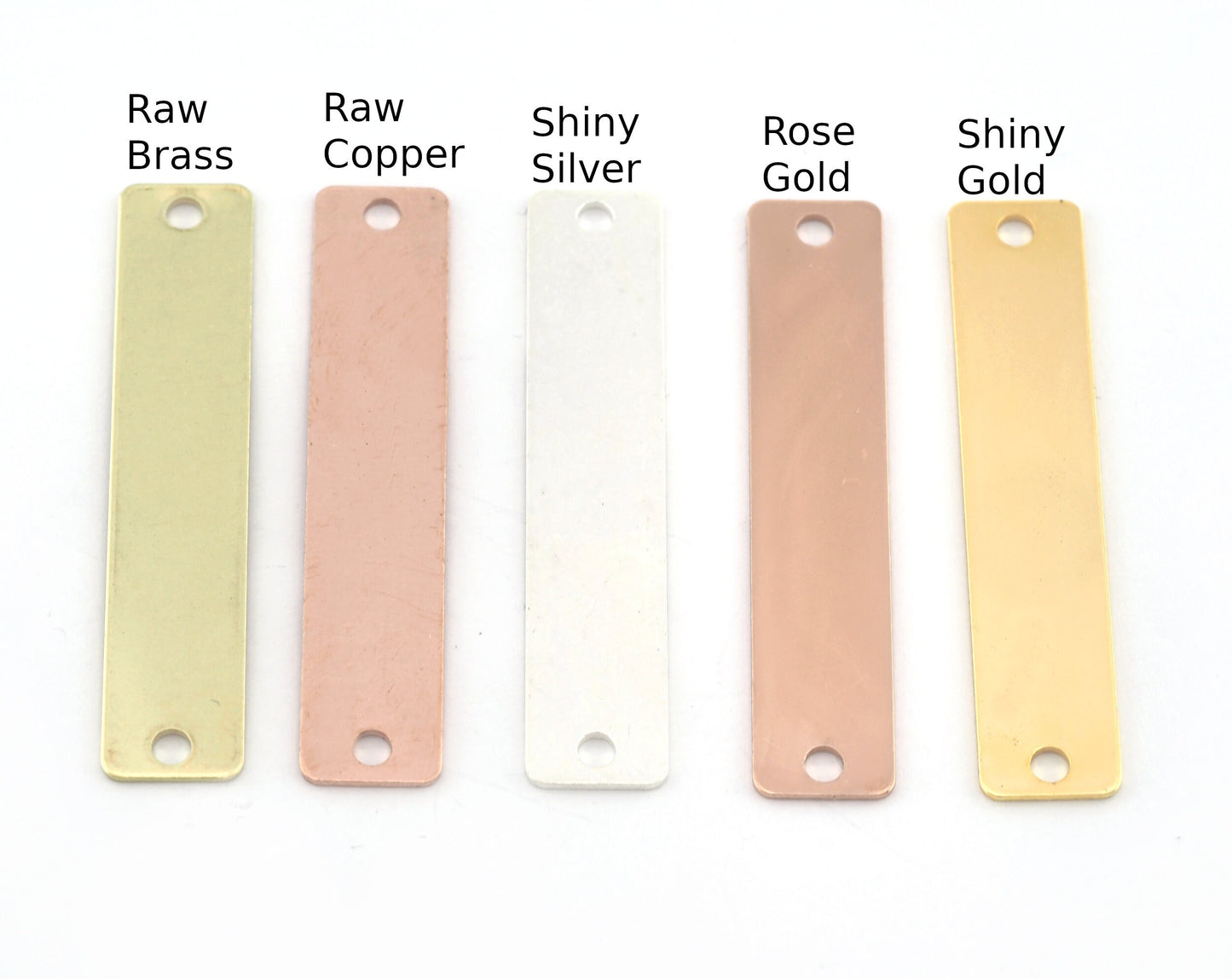 Rectangle Connector Stamping Blank, Bar Necklace with Holes, Tag for Stamping, 2 hole Copper - Brass - Plated 10x50mm OZ3877-320