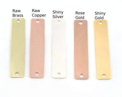 Rectangle Connector Stamping Blank, Bar Necklace with Holes, Tag for Stamping, 2 hole Copper - Brass - Plated 10x50mm OZ3877-320