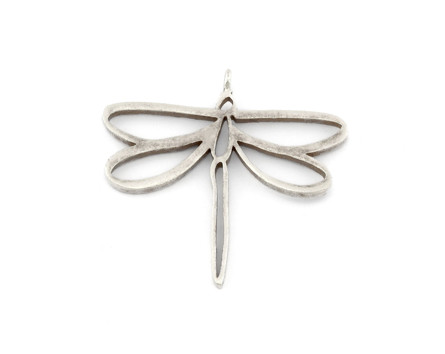 Dragonfly Charms, Pendant, Antique Silver Plated Brass 38x38mm 5160 newline