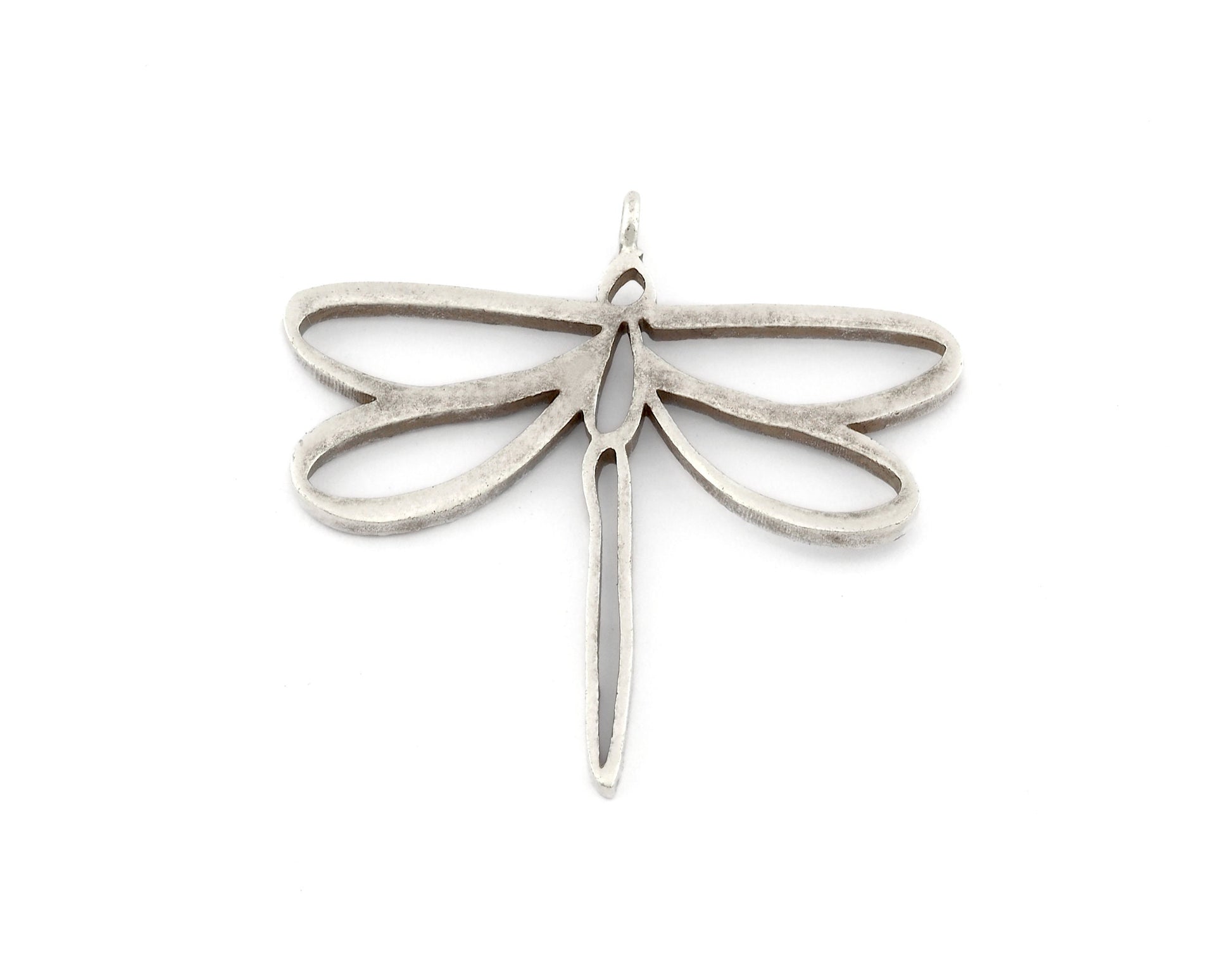 Dragonfly Charms, Pendant, Antique Silver Plated Brass 38x38mm 5160 newline
