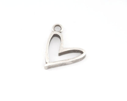 Heart Charms, Pendant, Antique Silver Plated Brass 16.5mm 5166 newline