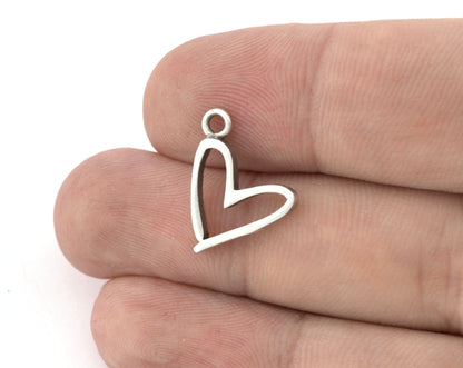 Heart Charms, Pendant, Antique Silver Plated Brass 16.5mm 5166 newline