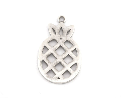 Pineapple Charms, Fruit Pendant, Antique Silver Plated Brass 36x19mm 5165 newline