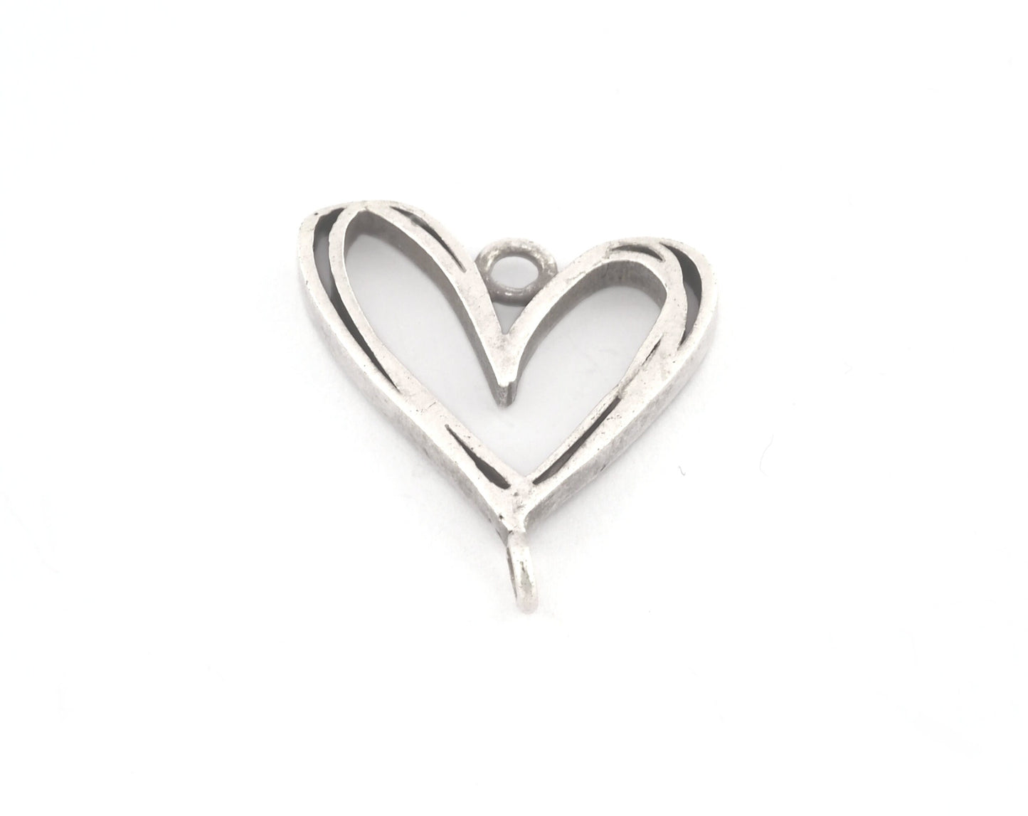 Heart Connector Charms, Pendant, Antique Silver Plated Brass 22x20mm 5150 newline