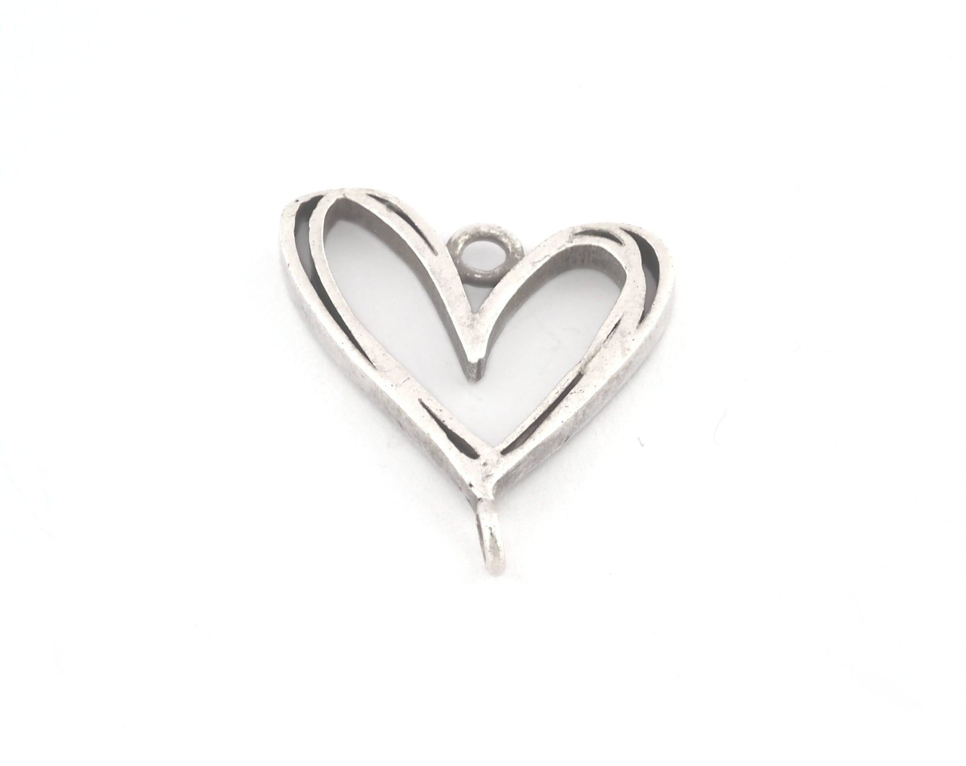 Heart Connector Charms, Pendant, Antique Silver Plated Brass 22x20mm 5150 newline