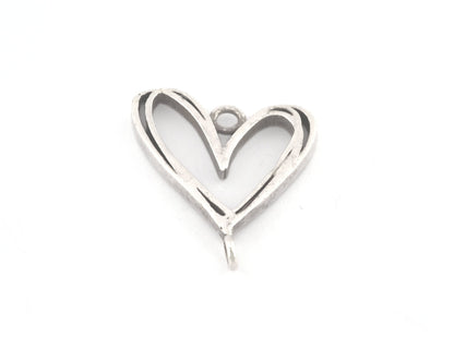 Heart Connector Charms, Pendant, Antique Silver Plated Brass 22x20mm 5150 newline