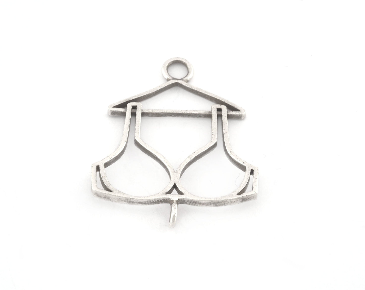 Bra, Underwear Hanger Charms, Pendant, Antique Silver Plated Brass 32x26mm 5155 newline