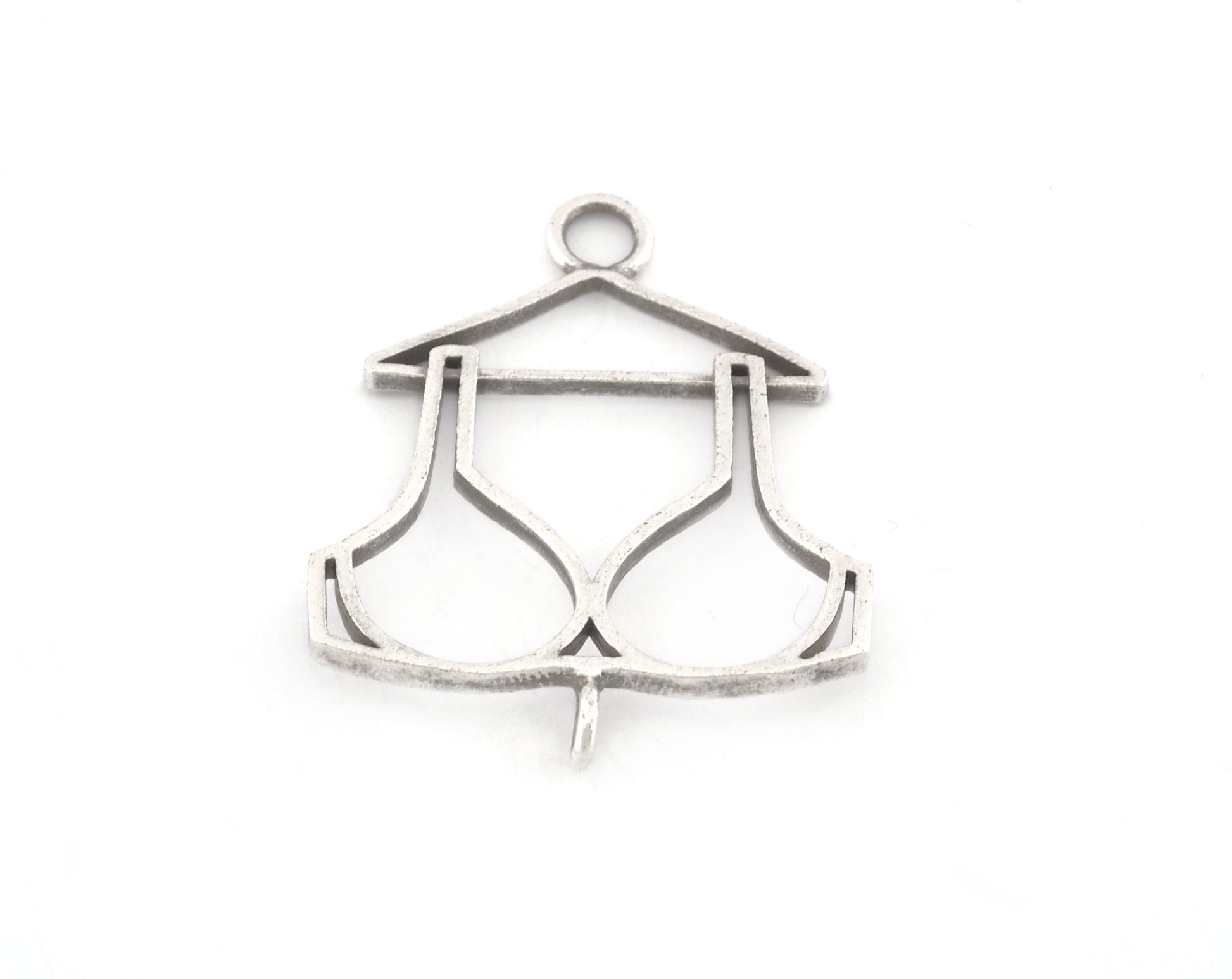 Bra, Underwear Hanger Charms, Pendant, Antique Silver Plated Brass 32x26mm 5155 newline