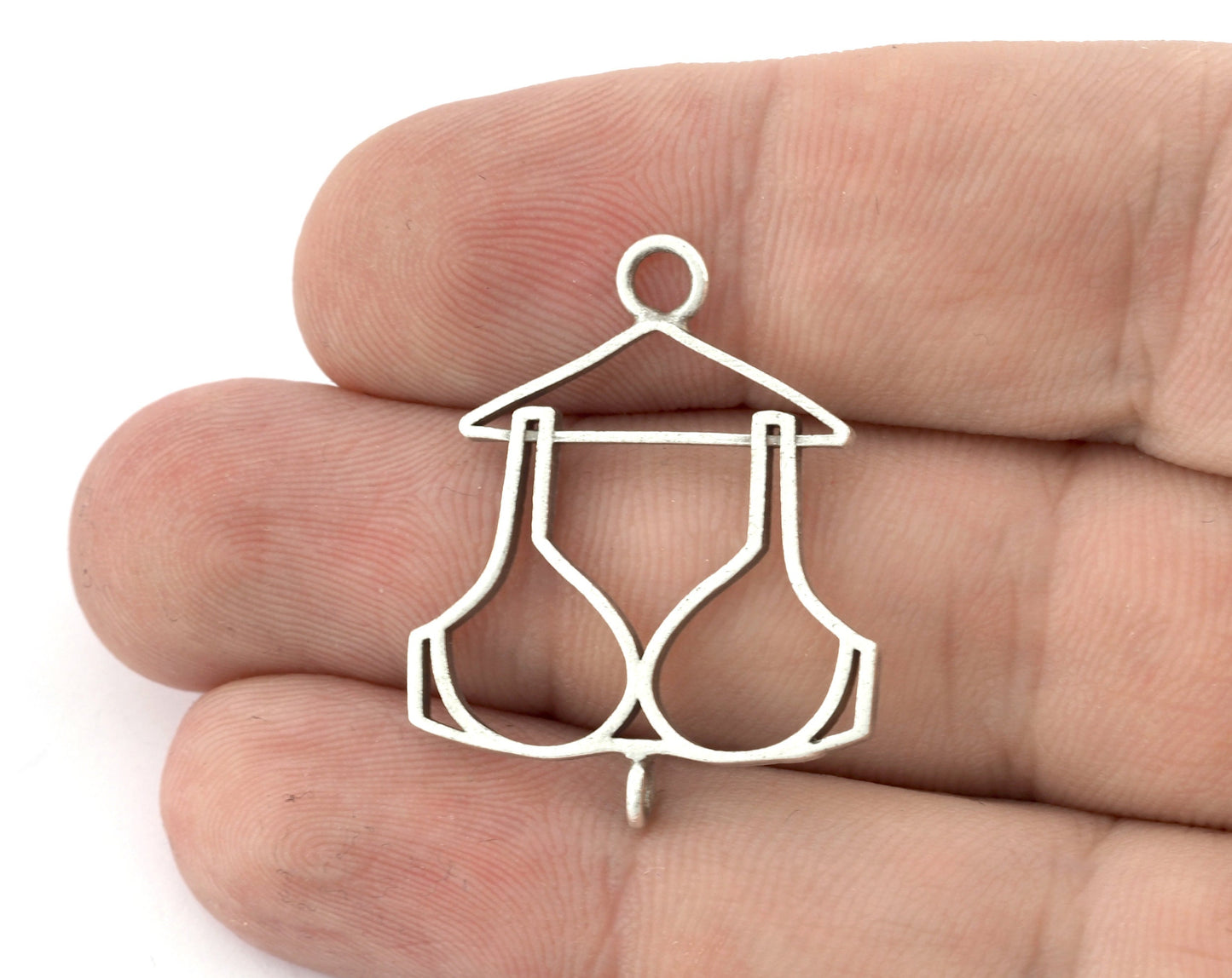 Bra, Underwear Hanger Charms, Pendant, Antique Silver Plated Brass 32x26mm 5155 newline