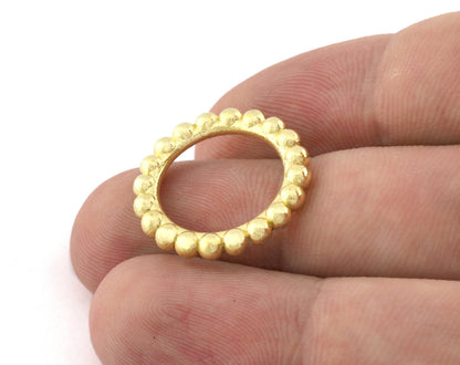 Minimalist Ball Ring, Ribbed, Adjustable, Raw Brass (15.5mm -4.5US) 5129 newline