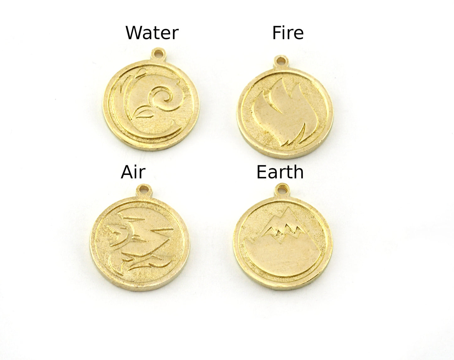 Four Elements Earth, Air, Water, Fire Symbols Charms Pendant Raw Brass (20x17mm) 5131 - 5132 - 5133 - 5134