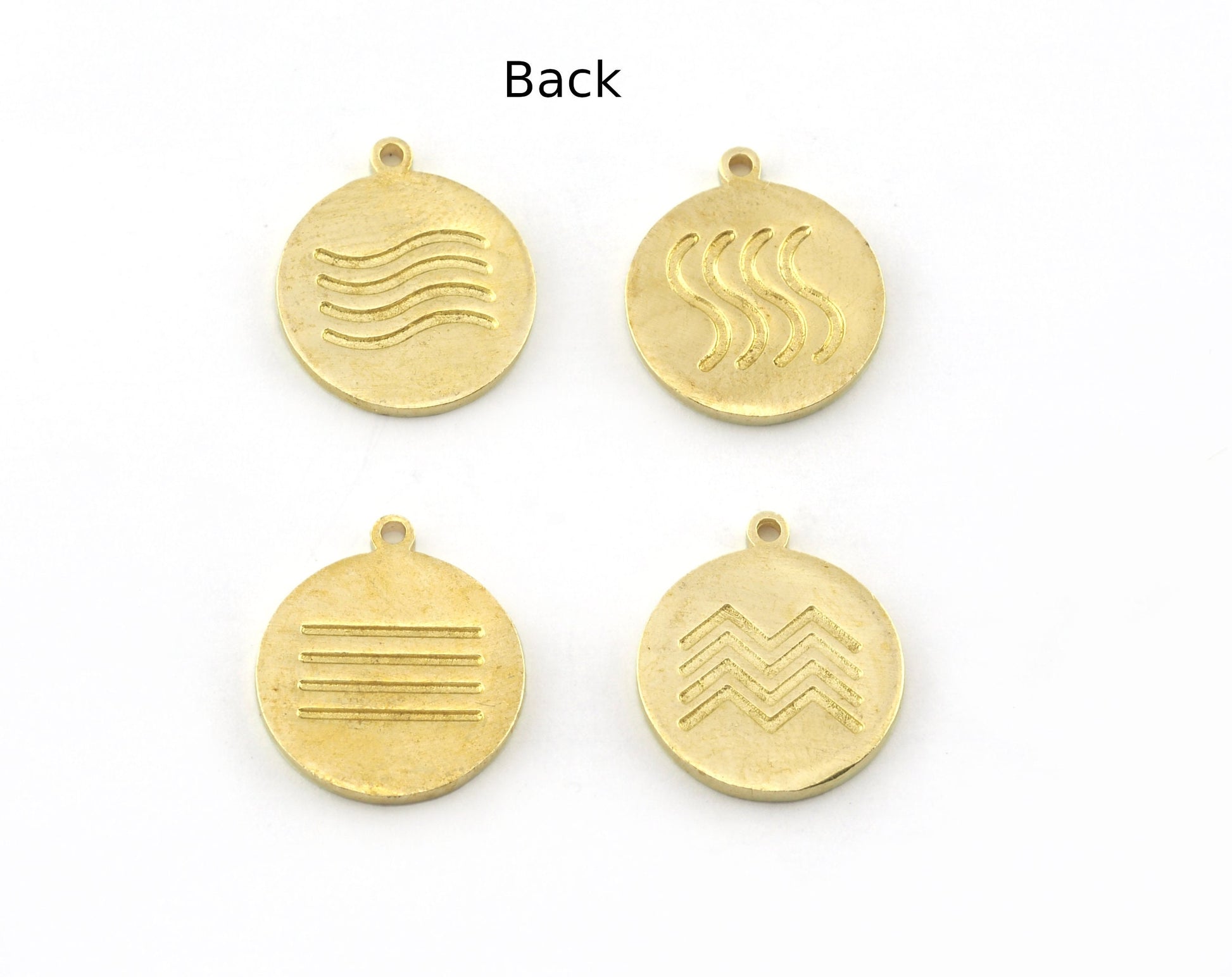 Four Elements Earth, Air, Water, Fire Symbols Charms Pendant Raw Brass (20x17mm) 5131 - 5132 - 5133 - 5134