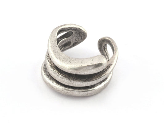 Snake Ring, Adjustable, Antique Silver plated brass (18mm 7.5US inner size) 5137