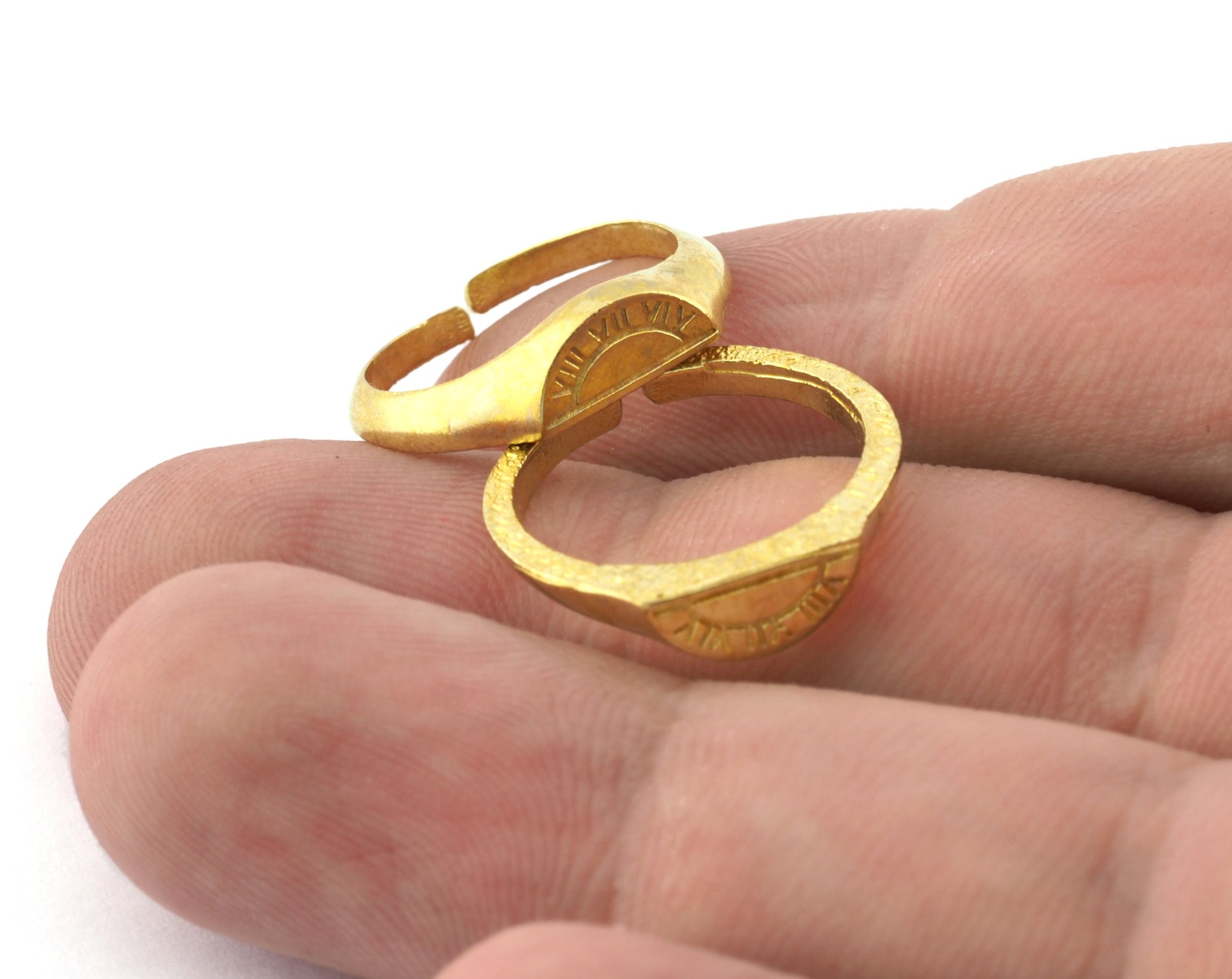 Minimalist Ethnic Ring, Adjustable, Set rings, Twice ring, Raw Brass 5144