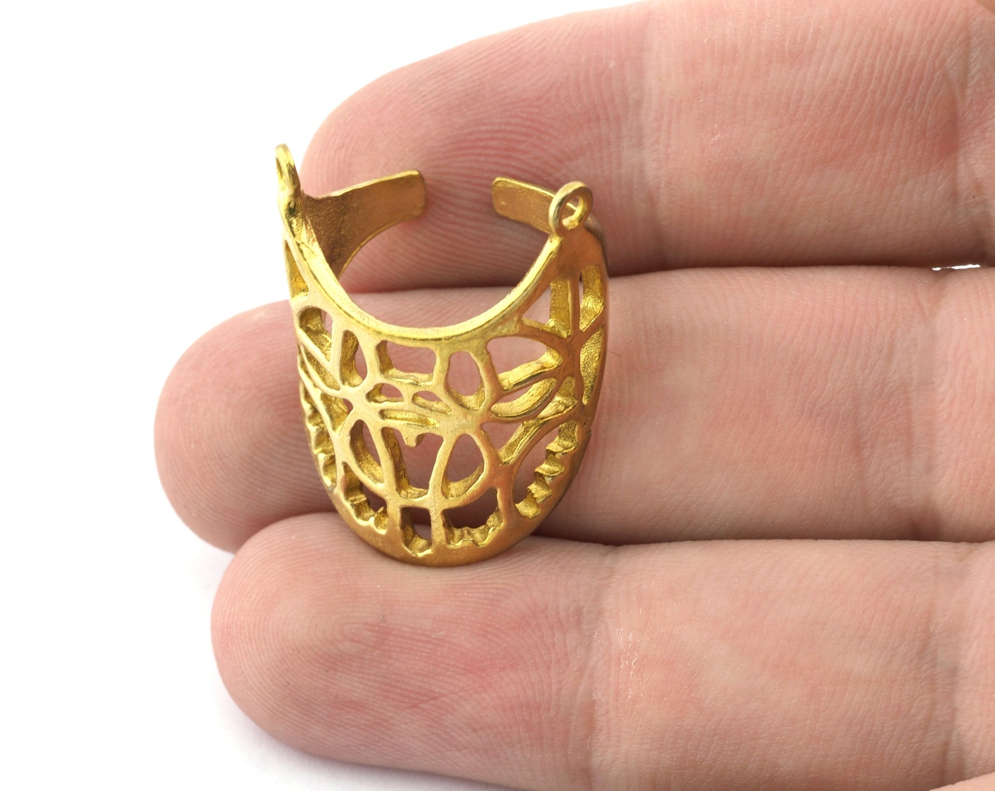 Web Ring with loops Raw brass (18.5mm 8US inner size) 5145