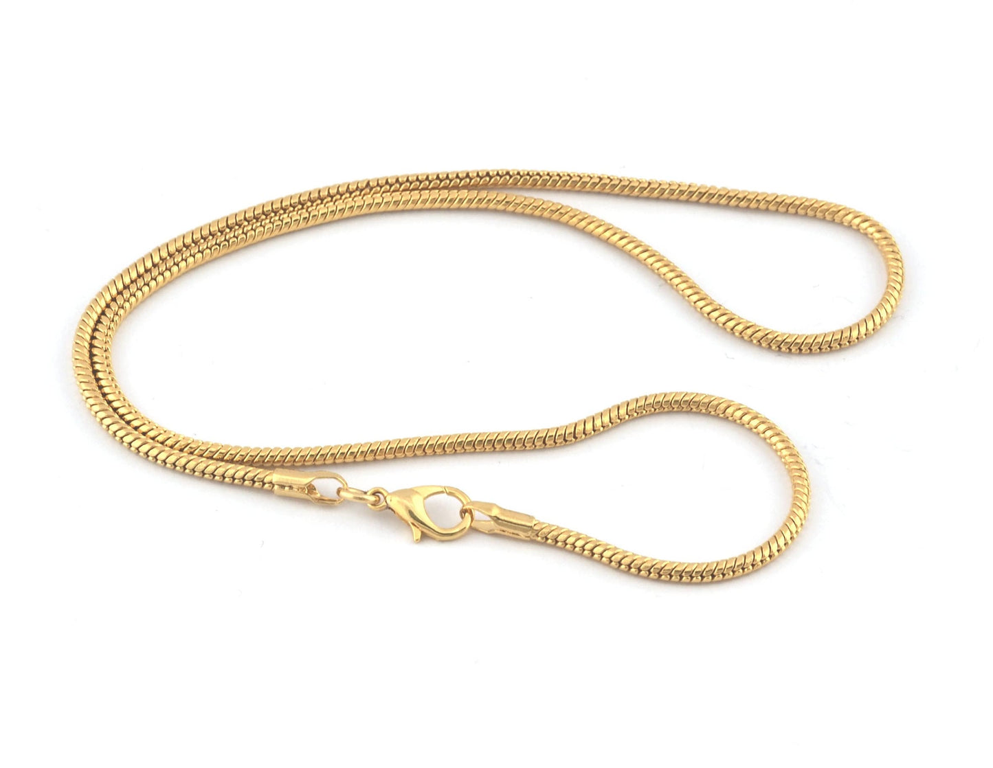 Gold Plated snake brass chain, Jewelry making chain with connectors and lobster clasp 2.2mm optional lenght 5173 5174