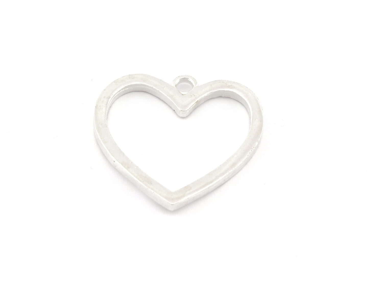 Heart Frame Charms, Pendant, Shiny Silver Plated Brass 26x25mm 5153 newline