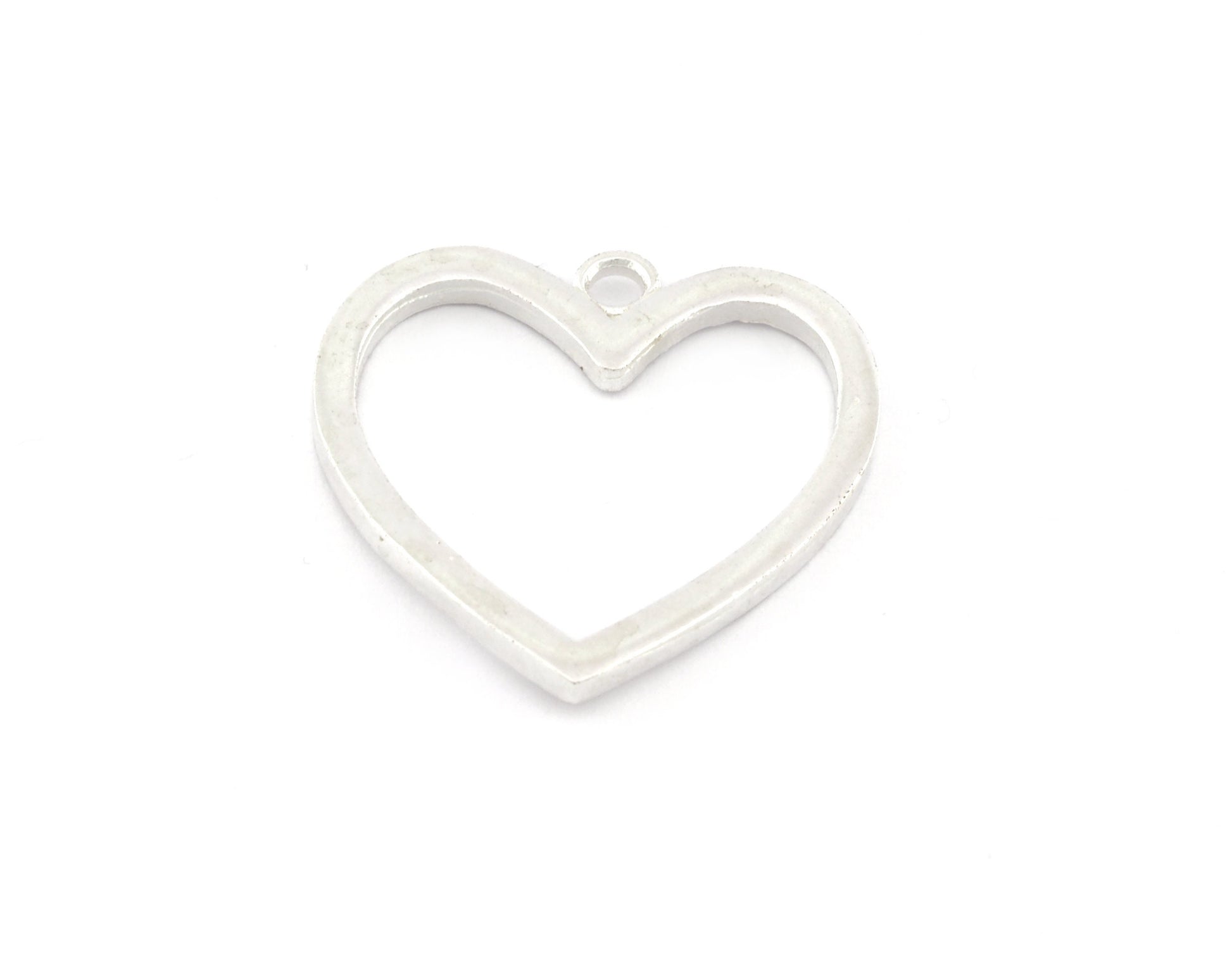 Heart Frame Charms, Pendant, Shiny Silver Plated Brass 26x25mm 5153 newline
