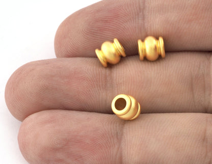 10 pcs 7x7mm ( 3.8mm hole) gold plated brass round tube finding charm bab3 1523