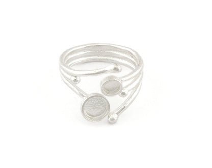 Adjustable Ring Bezel Setting 4mm and 6 mm Round Setting Raw Brass , Antique silver, Shiny silver, Shiny gold plated (7US - 9US size ) 4787