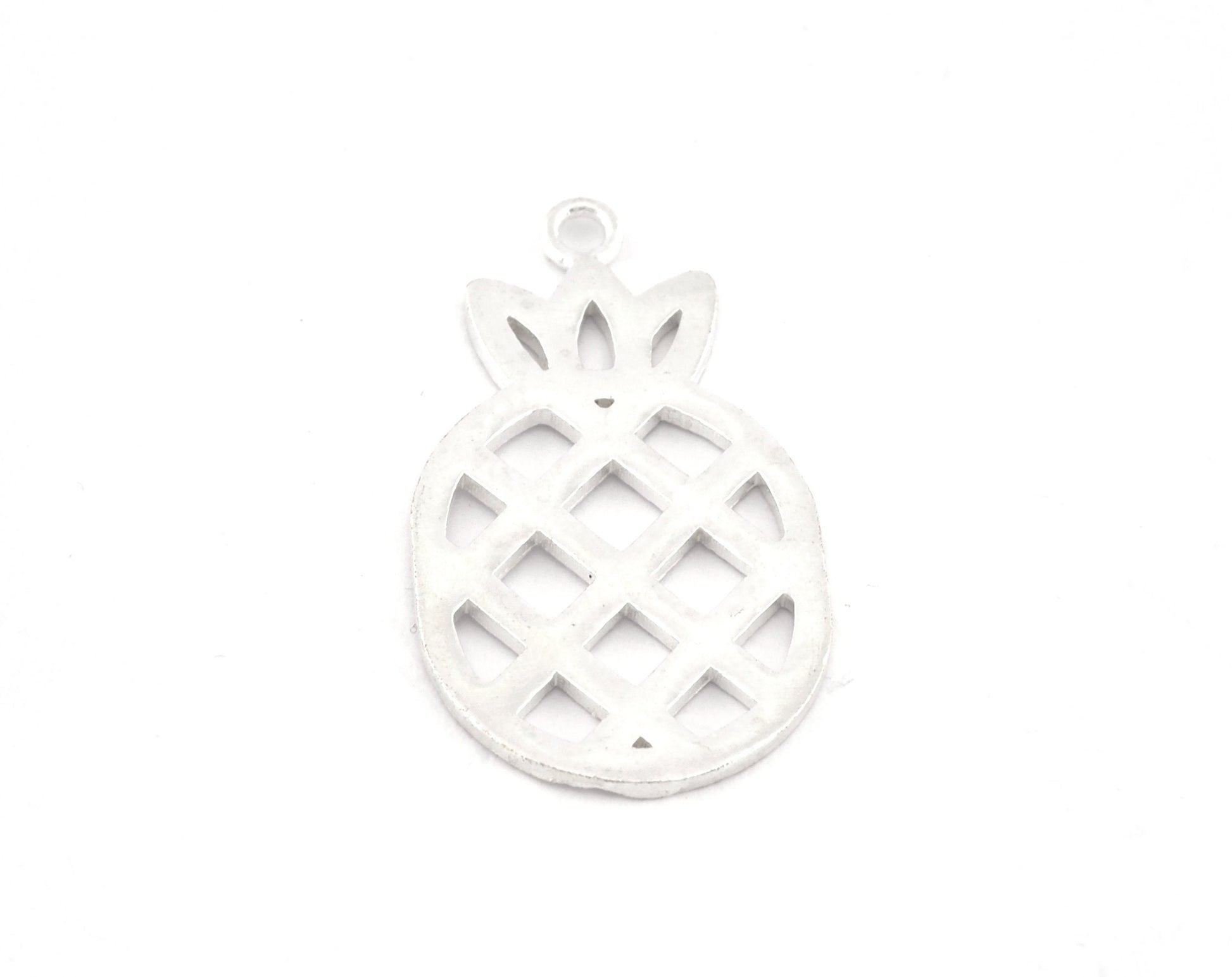 Pineapple Charms, Fruit Pendant, Shiny Silver Plated Brass 36x19mm 5165 newline