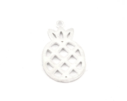 Pineapple Charms, Fruit Pendant, Shiny Silver Plated Brass 36x19mm 5165 newline