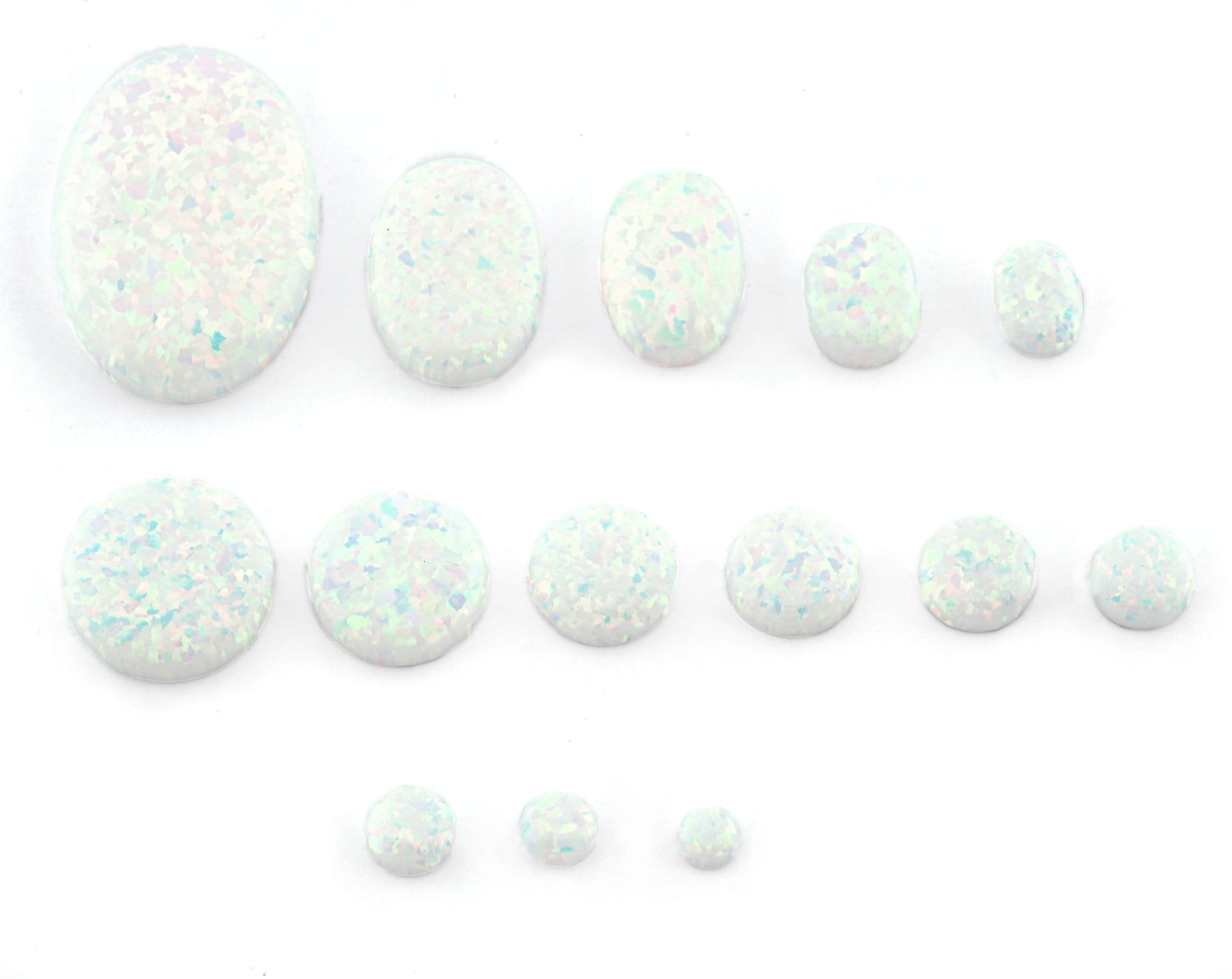 Australian White Opal Flatback Cabochon (Imitation) Oval - Round - sizes available - no hole - cab33