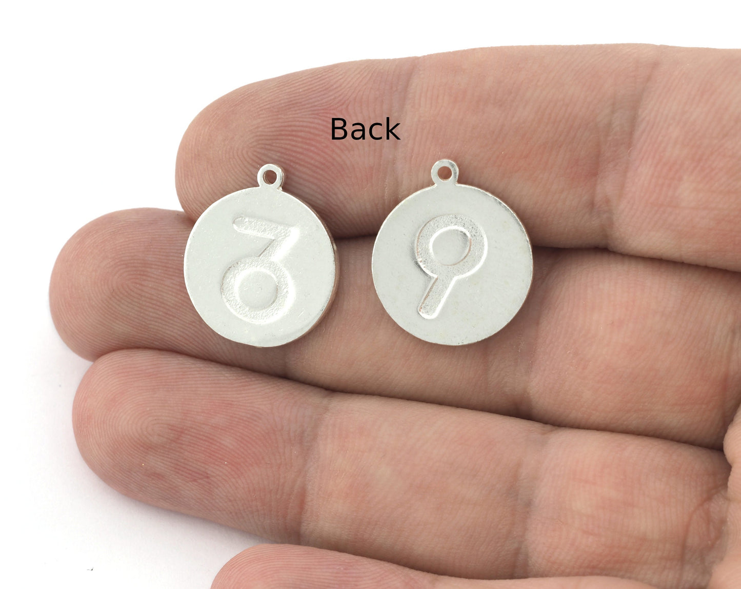 Day, Night Symbols Charms Pendant Shiny Silver Plated Brass (20x17mm) 5135 - 5136