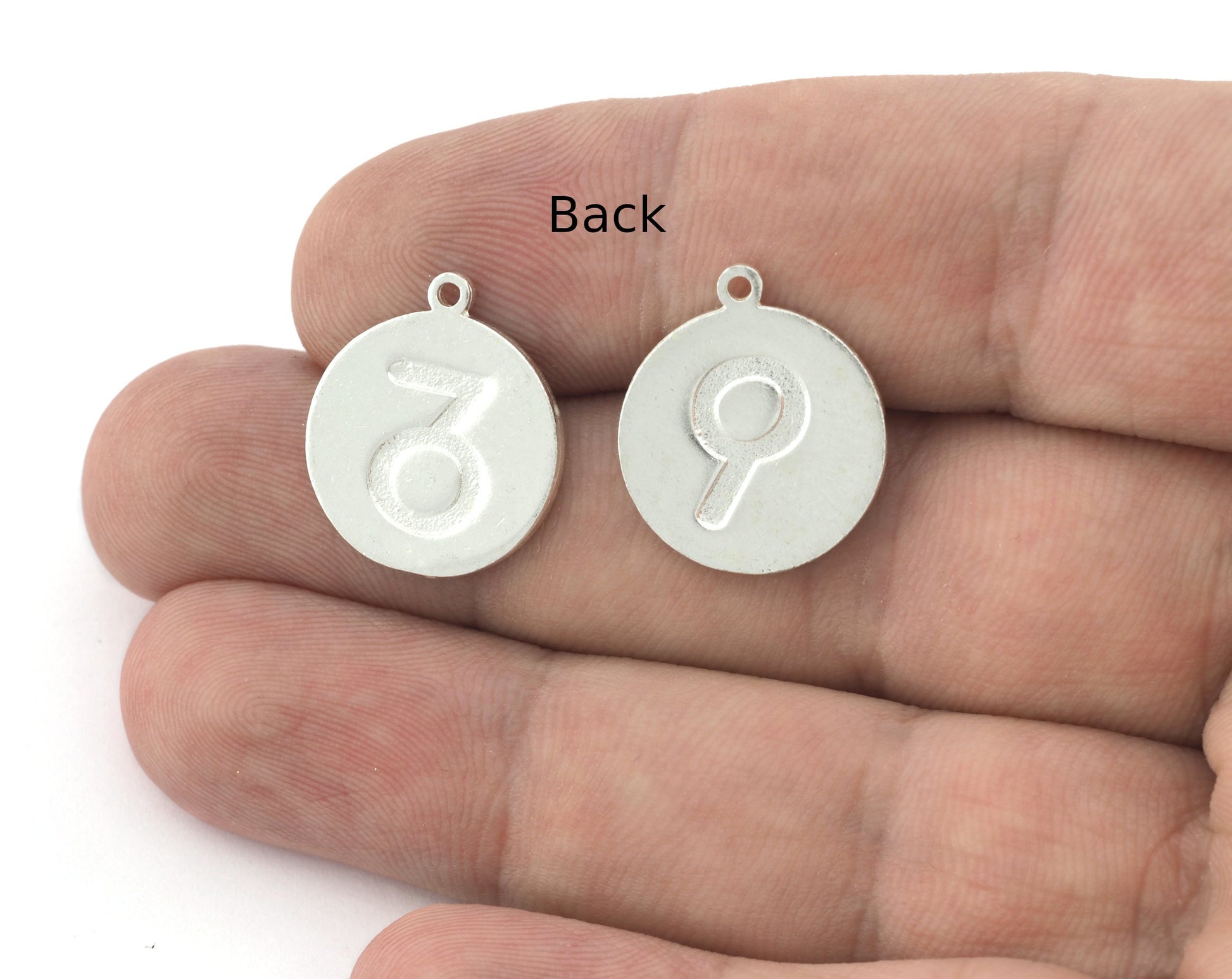 Day, Night Symbols Charms Pendant Shiny Silver Plated Brass (20x17mm) 5135 - 5136