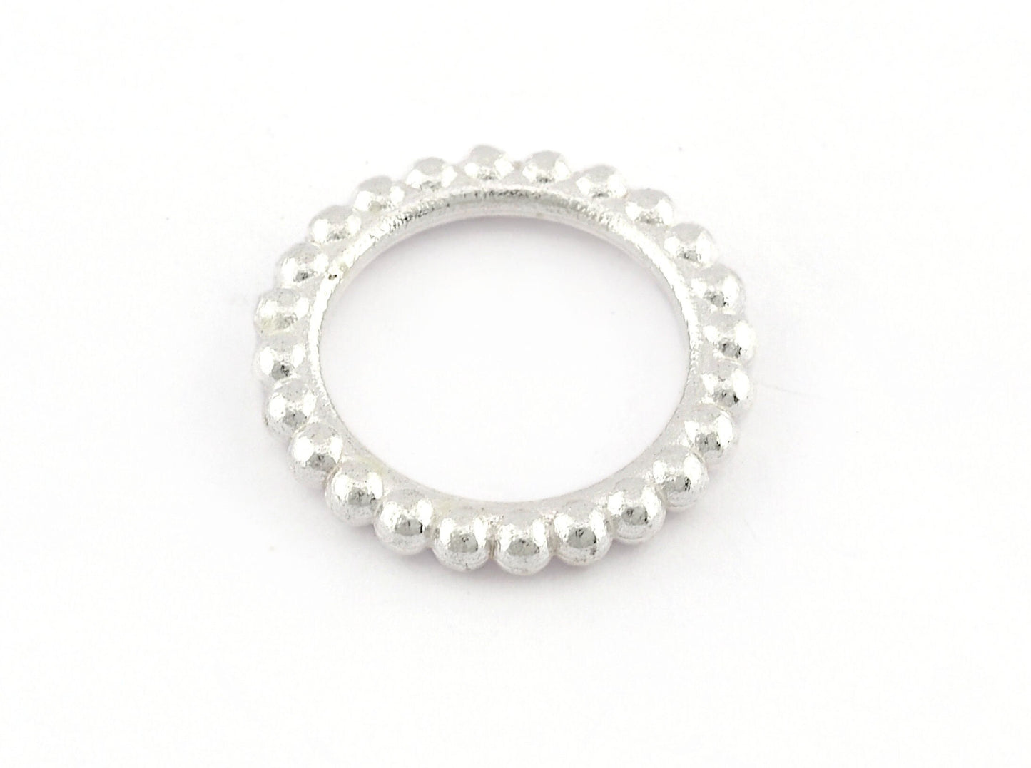 Minimalist Ball Ring, Ribbed, Adjustable, Shiny Silver Plated Brass (14.75mm -3.5US) 5128 newline