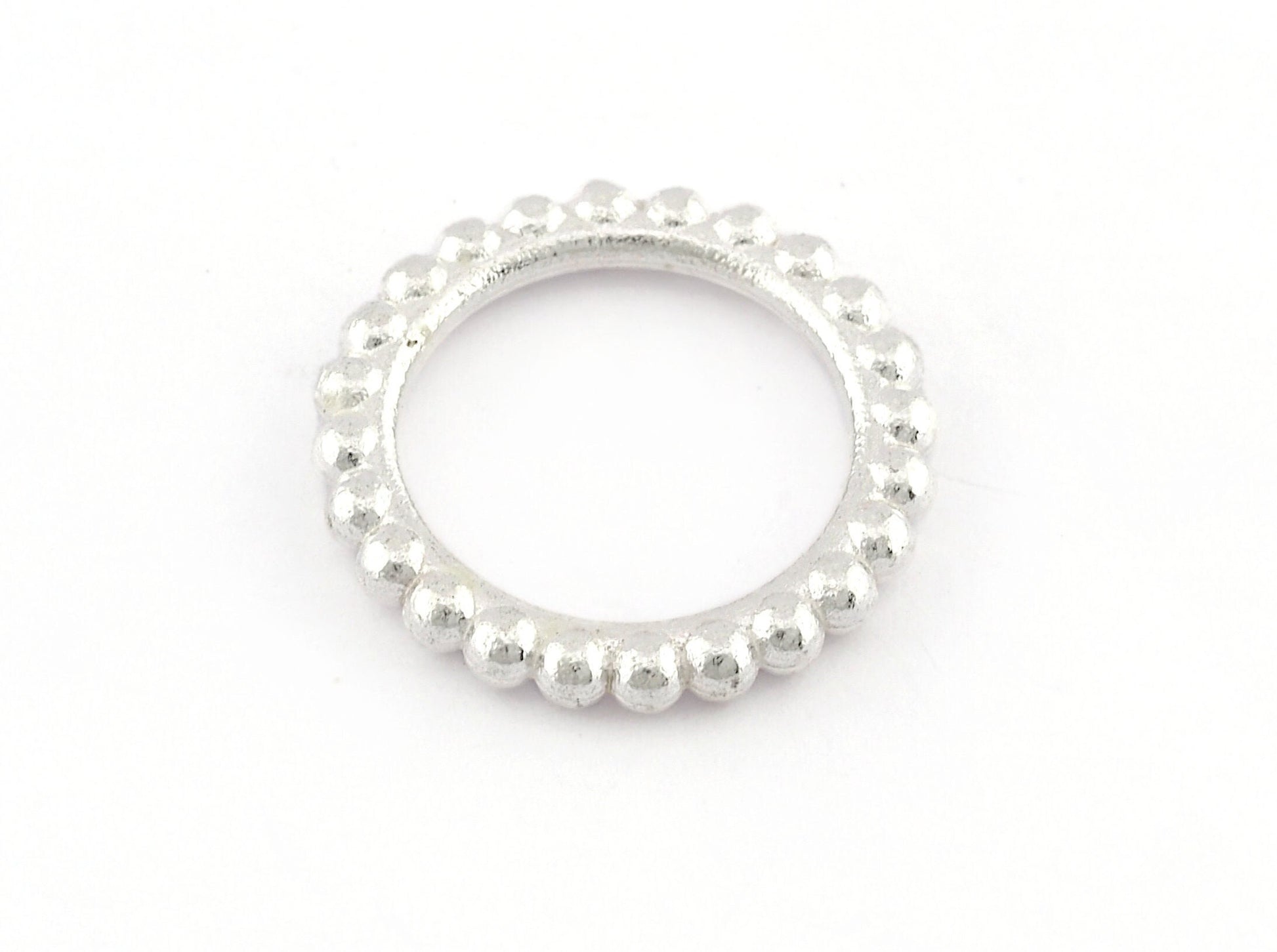 Minimalist Ball Ring, Ribbed, Adjustable, Shiny Silver Plated Brass (14.75mm -3.5US) 5128 newline