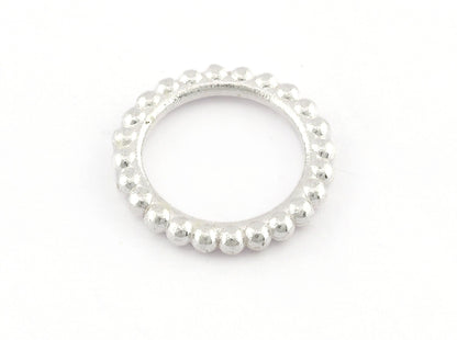 Minimalist Ball Ring, Ribbed, Adjustable, Shiny Silver Plated Brass (14.75mm -3.5US) 5128 newline