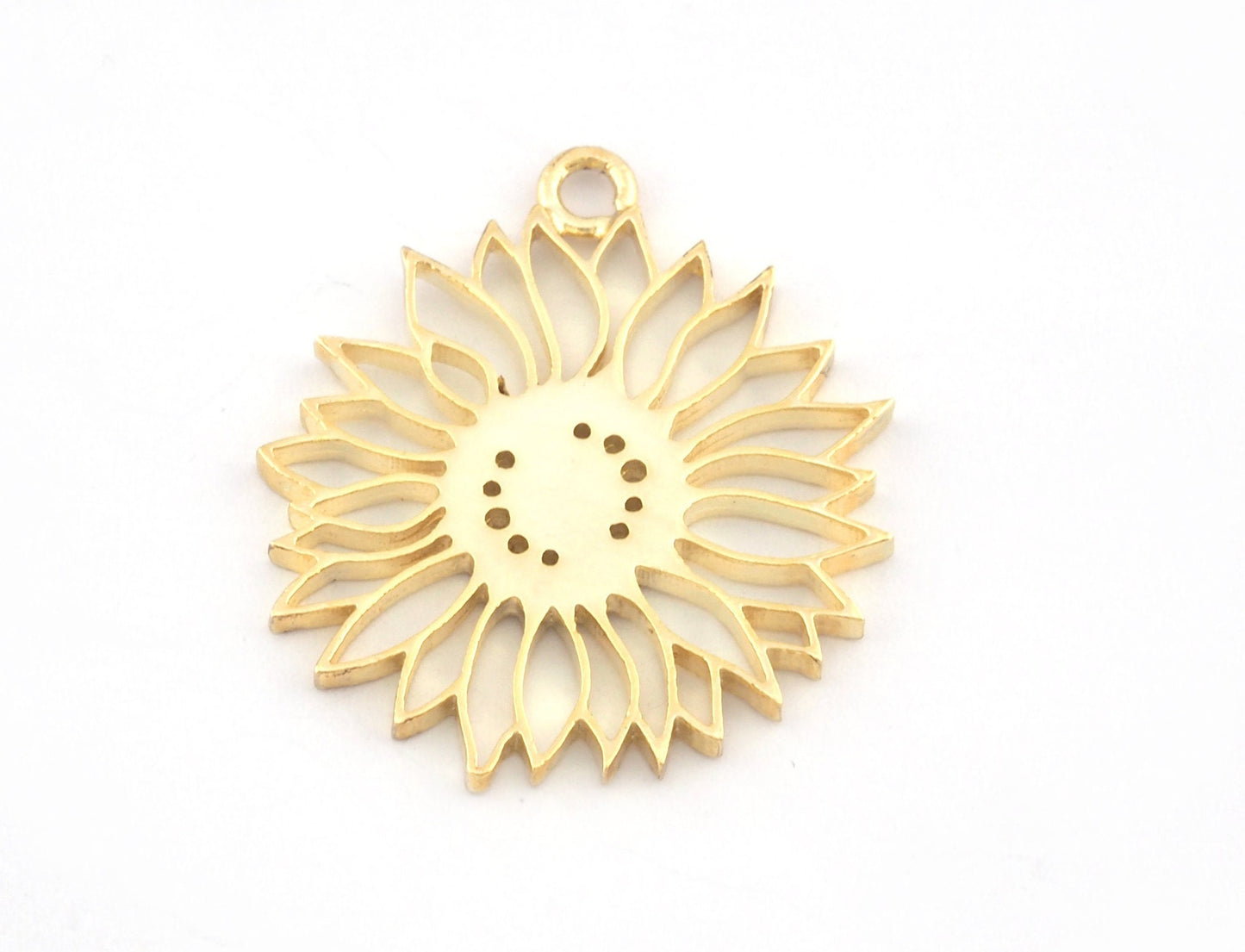 Sun Charms Pendant, Shiny Gold Plated Brass - 28x24mm 5125 newline