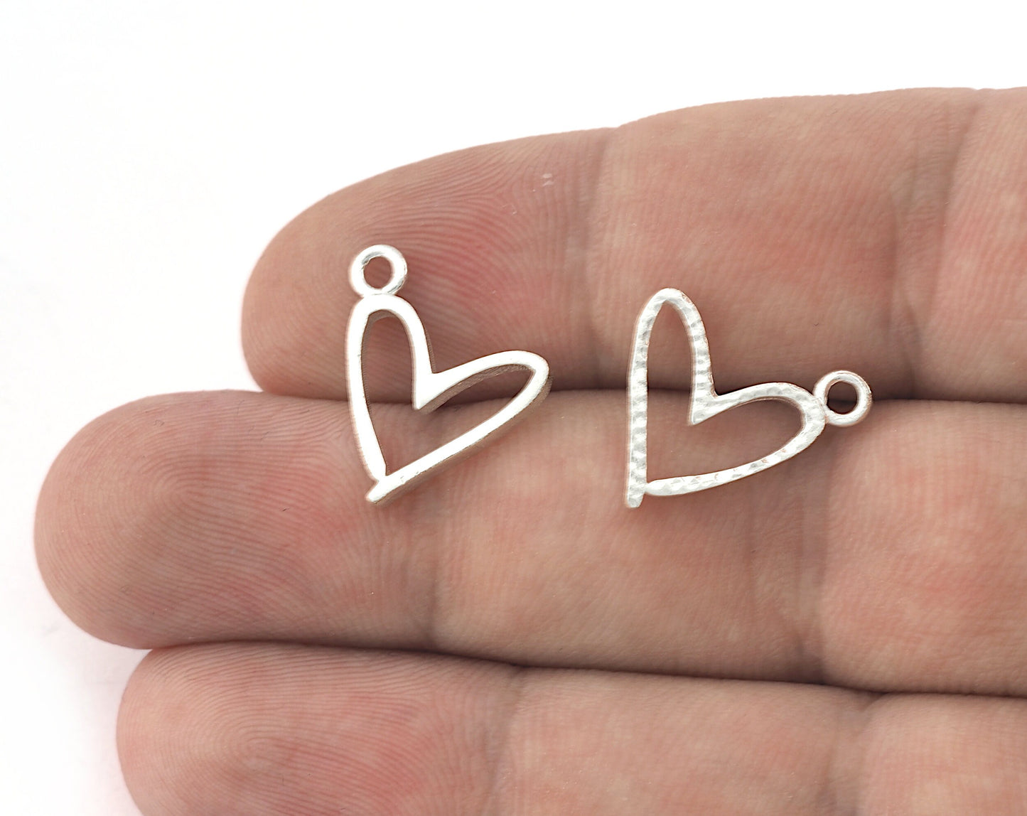Heart Charms, Pendant, Shiny Silver Plated Brass 16.5mm 5166 newline
