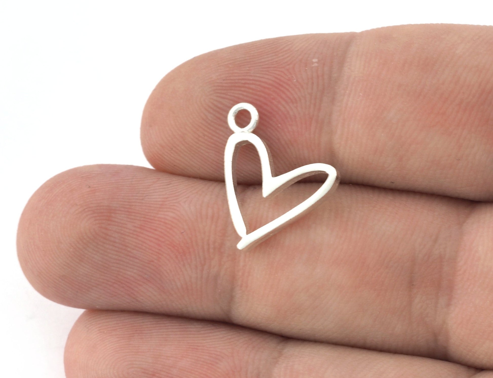 Heart Charms, Pendant, Shiny Silver Plated Brass 16.5mm 5166 newline