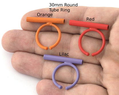 Round Tube Adjustable Ring Blank Brass - Orange - Red - Lilac Painted Brass (30mm Tube ) 5178