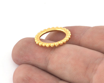 Minimalist Ball Ring, Ribbed, Adjustable, Shiny Gold Plated Brass (14.75mm -3.5US) 5128 newline