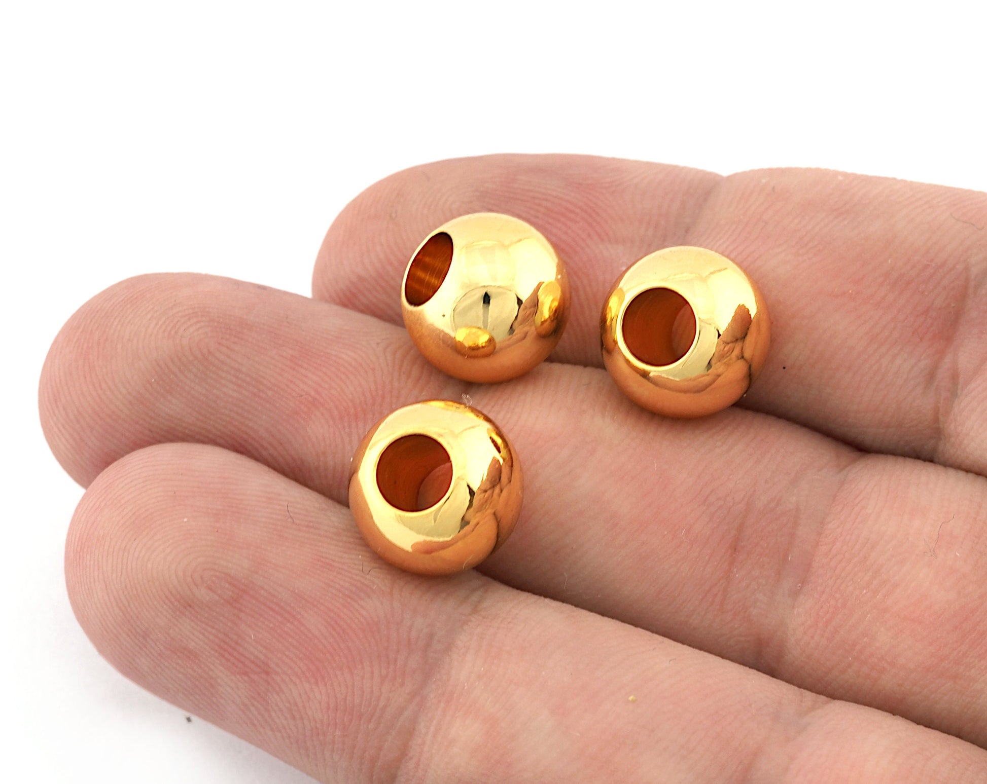 Sphere Beads Shiny Gold Plated Brass 12mm finding spacer round beads (5.5mm 0.216" hole ) bab5 oz2947