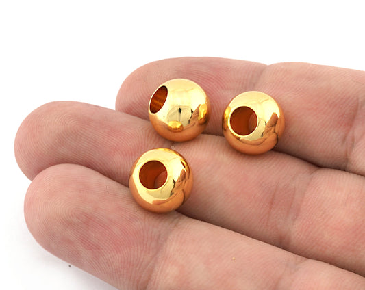Sphere Beads Shiny Gold Plated Brass 12mm finding spacer round beads (5.5mm 0.216" hole ) bab5 oz2947