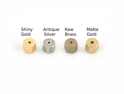 Hexagonal end caps, Cord ends Raw brass - Antique silver - Shiny Gold - Matte Gold - 6x5mm 5mm inner , ENC5 1658