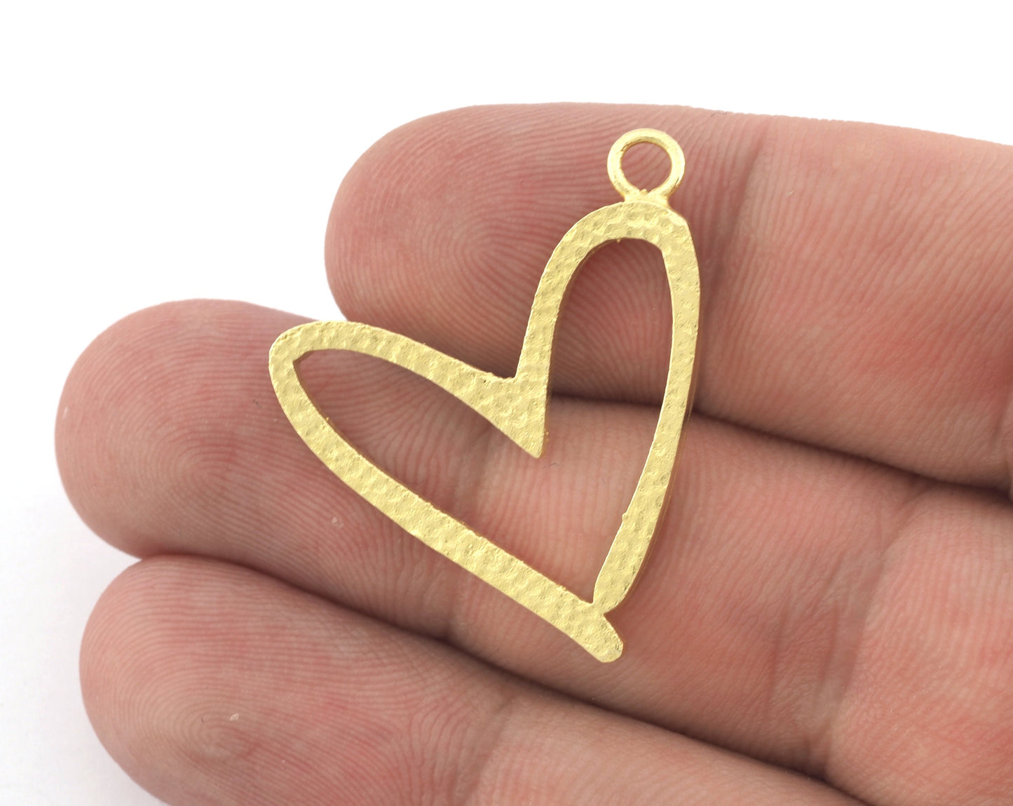 Heart Charms, Pendant, Raw Brass 31mm 5159 newline
