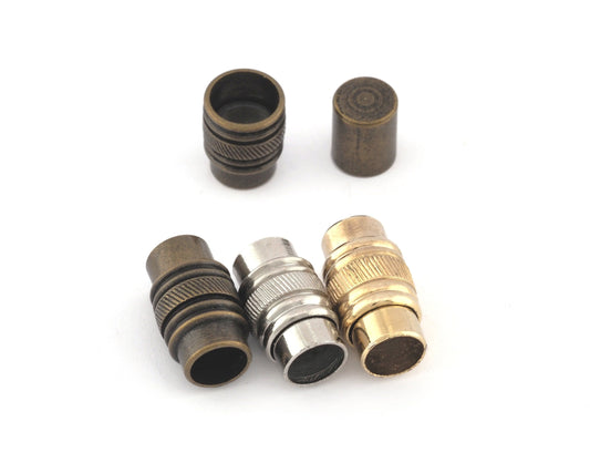 Magnetic clasp leather cord end clasp Shiny Gold plated - Silver Tone - Antique Bronze Plated solid brass (6.5mm 0,26" inner) MCL7 AB1176