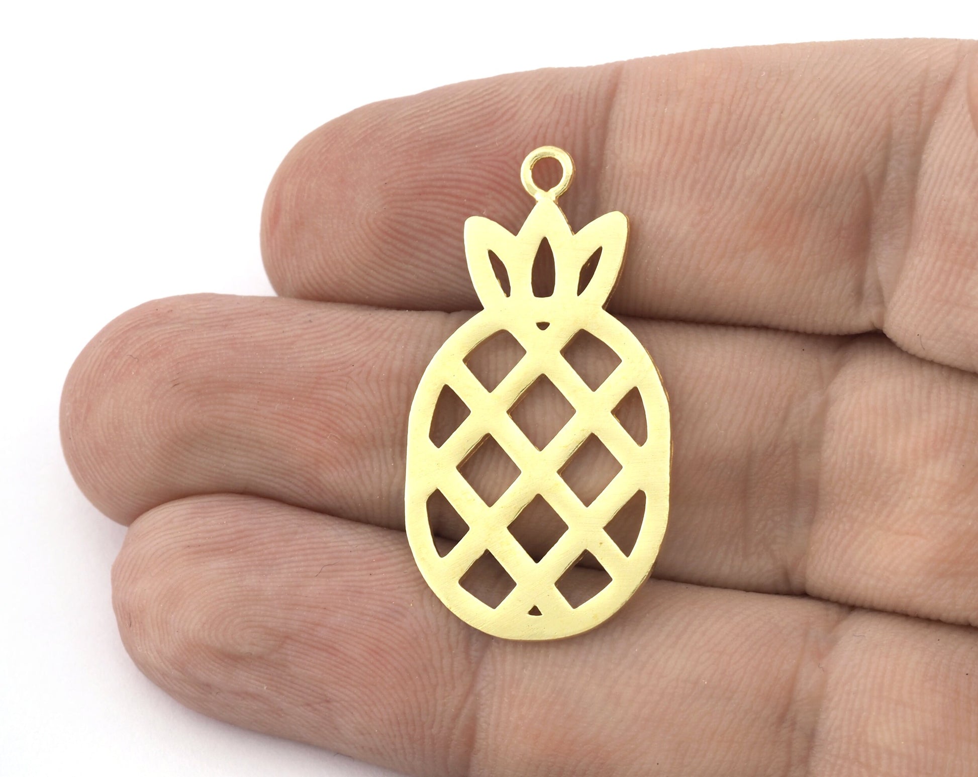Pineapple Charms, Fruit Pendant, Raw Brass 36x19mm 5165 newline