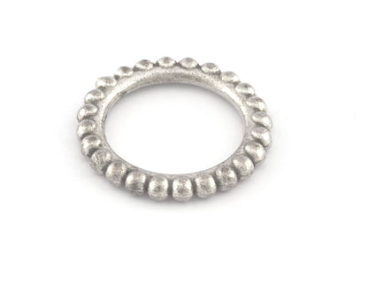 Minimalist Ball Ring, Ribbed, Adjustable, Antique Silver Plated Brass (14.75mm -3.5US) 5128 newline