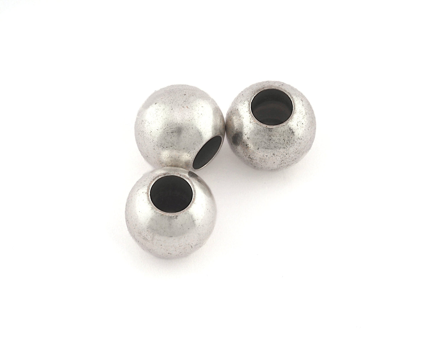 Sphere Beads Antique Silver Plated Brass 12mm finding spacer round beads (5.5mm 0.216" hole ) bab5 oz2947