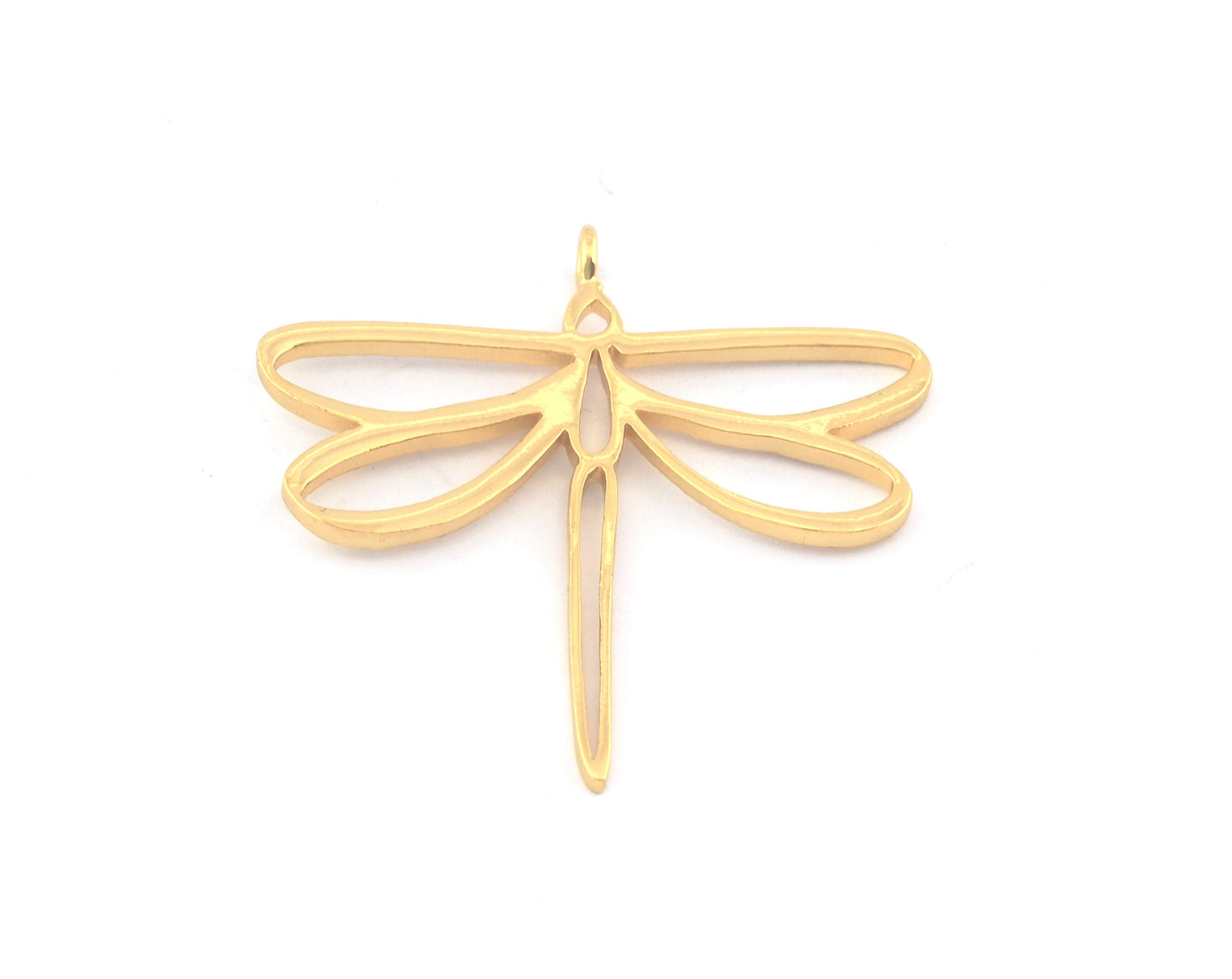 Dragonfly Charms, Pendant, Shiny Gold Plated Brass 38x38mm 5160 newline