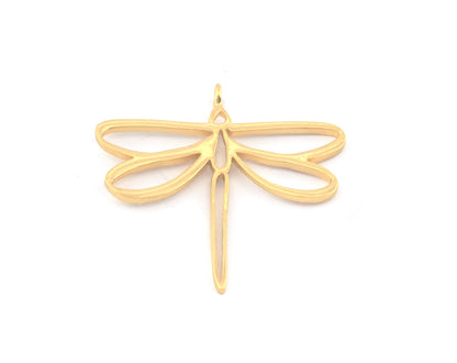 Dragonfly Charms, Pendant, Shiny Gold Plated Brass 38x38mm 5160 newline