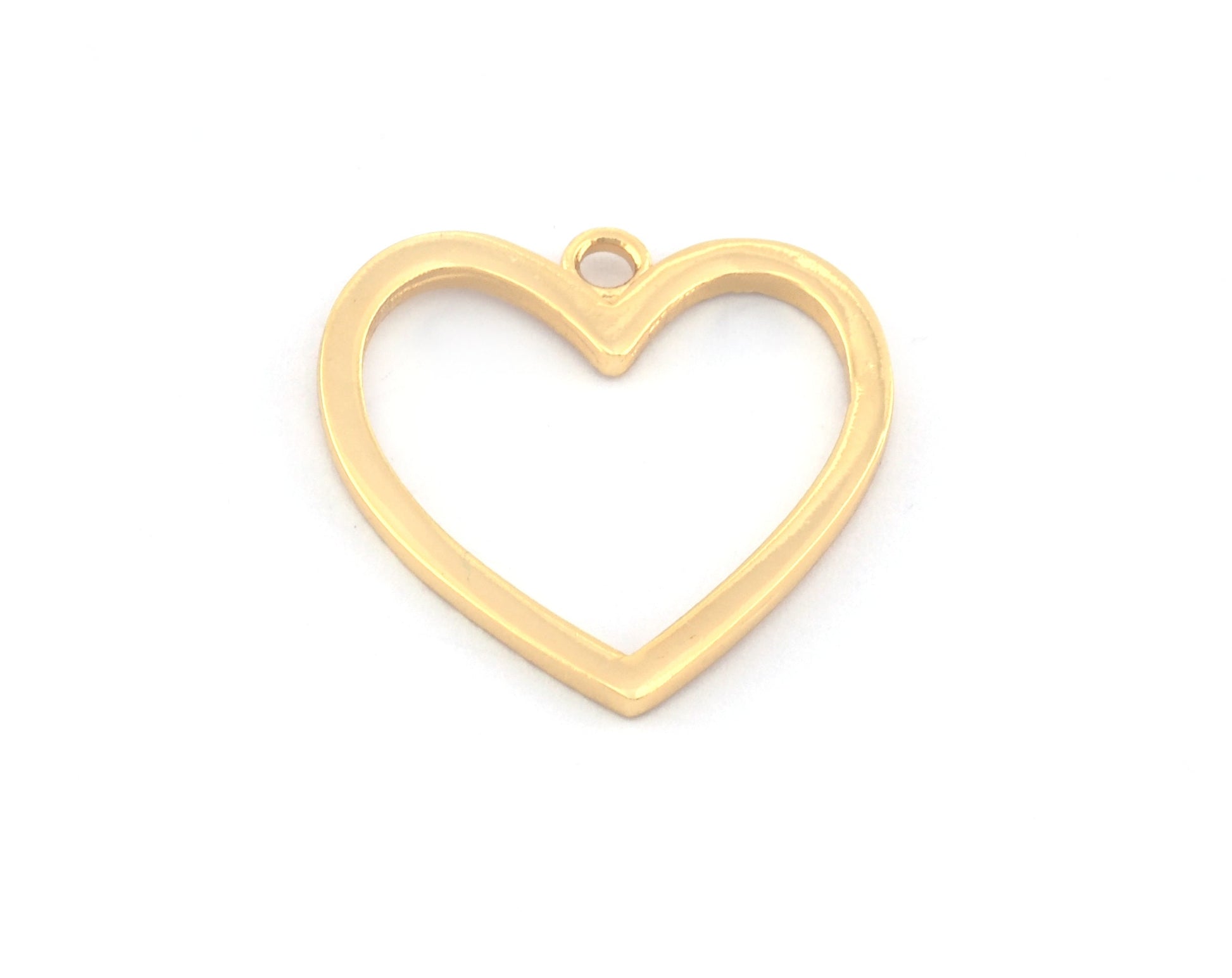 Heart Frame Charms, Pendant, Shiny Plated Brass 26x25mm 5153 newline