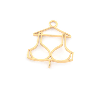 Bra, Underwear Hanger Charms, Pendant, Shiny Gold Plated Brass 32x26mm 5155 newline